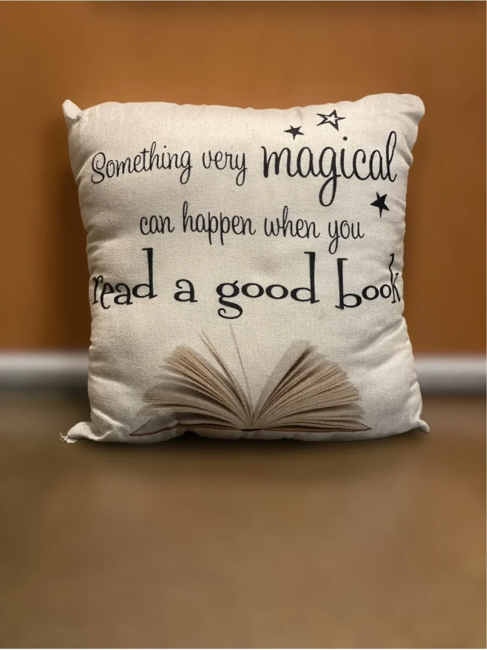 Neutral Decorative Pillow with Book Quote - Book Lovers Pillow - 17”x17”